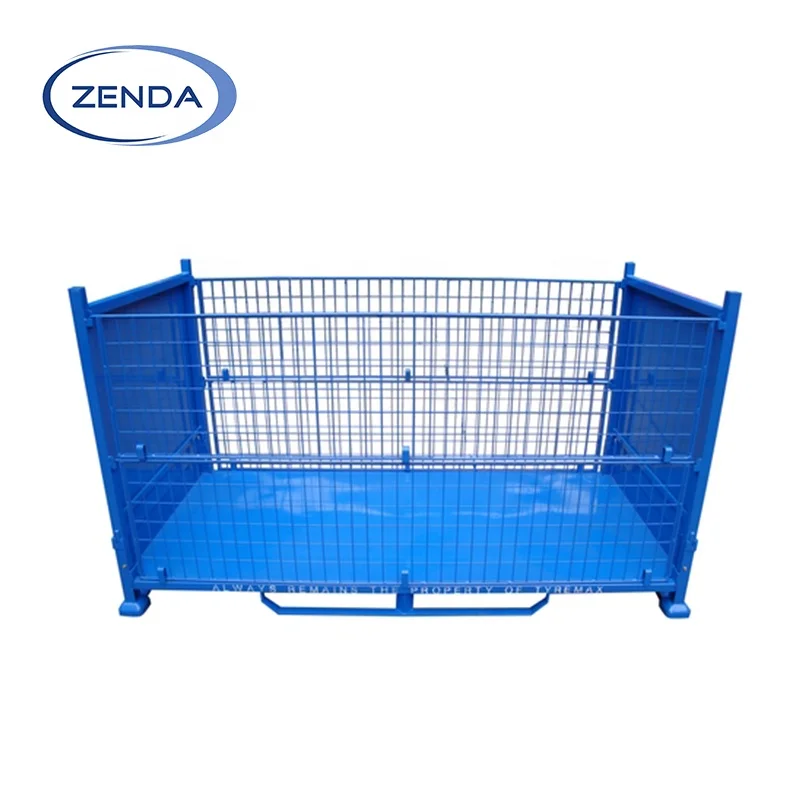 Low Price 4-way Fork Type Double Faced Heavy Duty Stackable Steel Storage Box Scaffolding Stillage Pallet Cage For