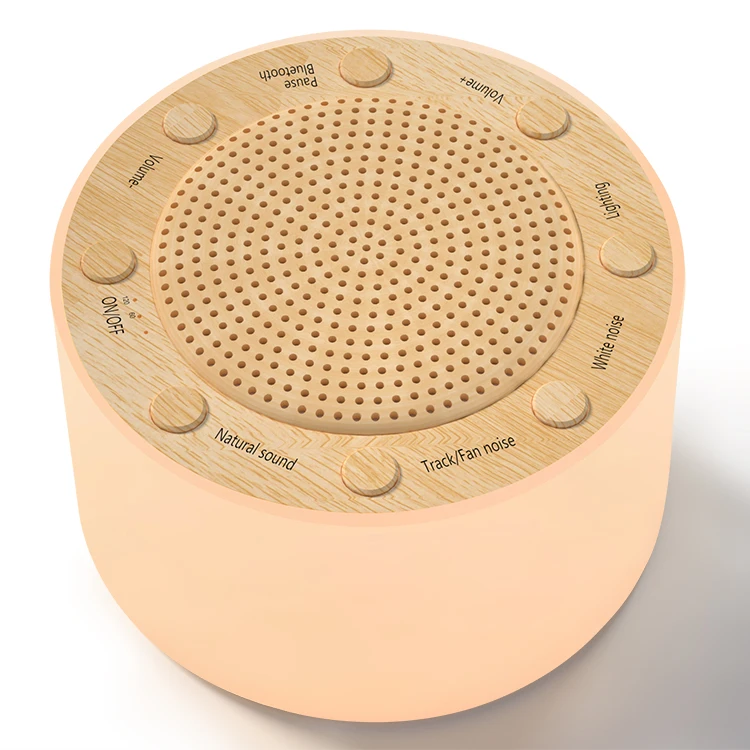 Amazon Hot Sale New Portable Travel Usb Battery Charging Sleep Aid Baby Sound Machine Wood White Noise Machine With Night Light