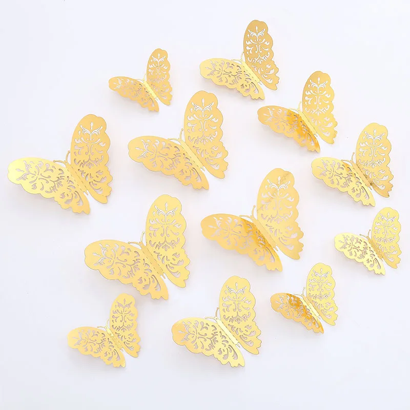 Hot Selling Lixsun 3 Sizes Gold Large Butterfly Cake Decorations for Birthday Decorations Butterfly Party Decorations