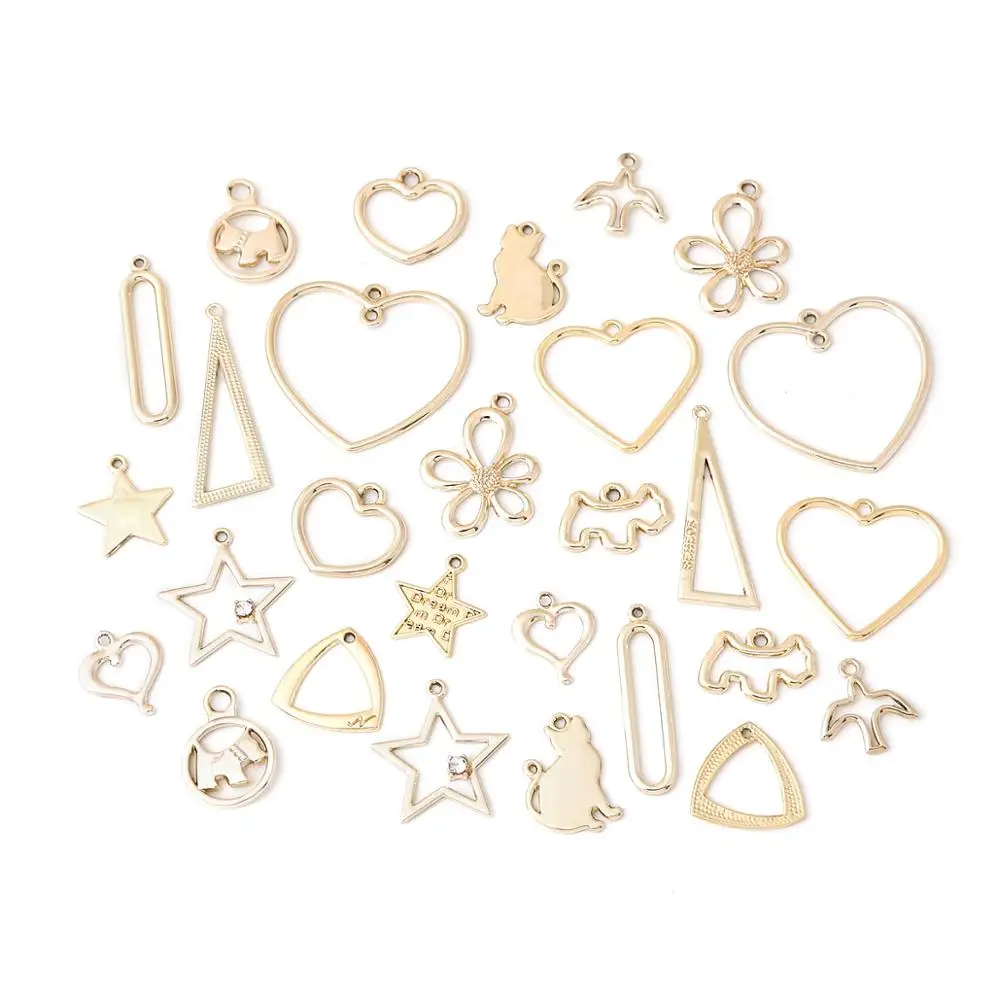 8-10 шт./лот смешанные формы сердце цветок звезда полые треугольные животные Круглые Подвески шармы Ювелирные изделия фурнитура для «сделай сам» серьги материал