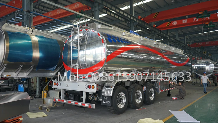 40000L Aluminum lubricant oil fuel gas storage tank lubricant vegetable cooking crude palm oil tank trailer for sale