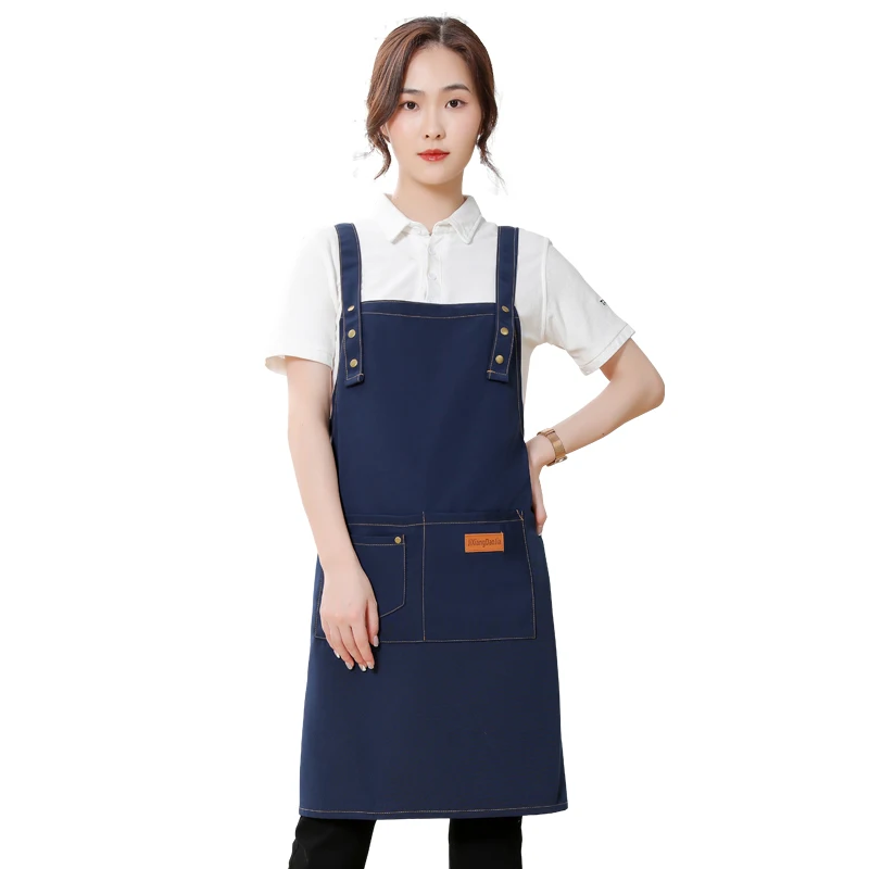 High Quality denim kitchen cooking cotton chef apron with custom print with nice fastener