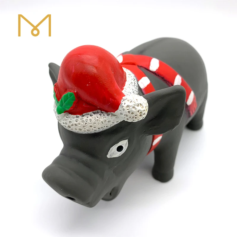 Christmas Latex Squeaky Durable Rubber Cute Pink Handmade Screaming Wholesale Pig Dogs Interactive Chew Toys for dog with Sound