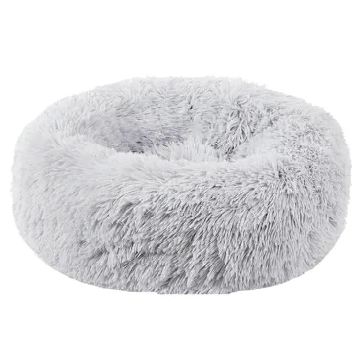 Cheap Fluffy Faux Fur Plush Cat Round Pet Sofa Bed Cushion Wholesale Washable Luxury Large Cat Pet Dog Bed