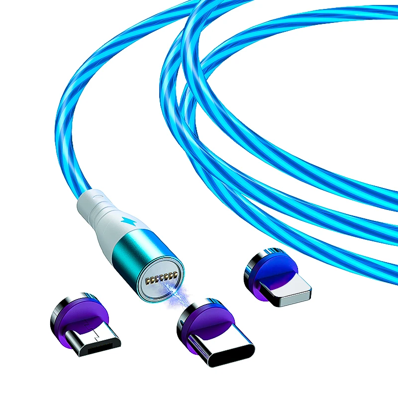  Новый 3A LED движущаяся светящийся Магнитный быстрой зарядки USB Кабель зарядного устройства для передачи данных кабель