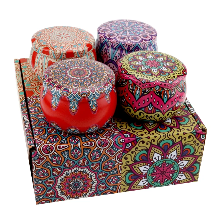 Ready to ship! 4 things. Boxed, Mon/Orange Scents Pairs, Luxury Metal Tin, 4.4 Oz, Scented Soy Candles, Gift Set