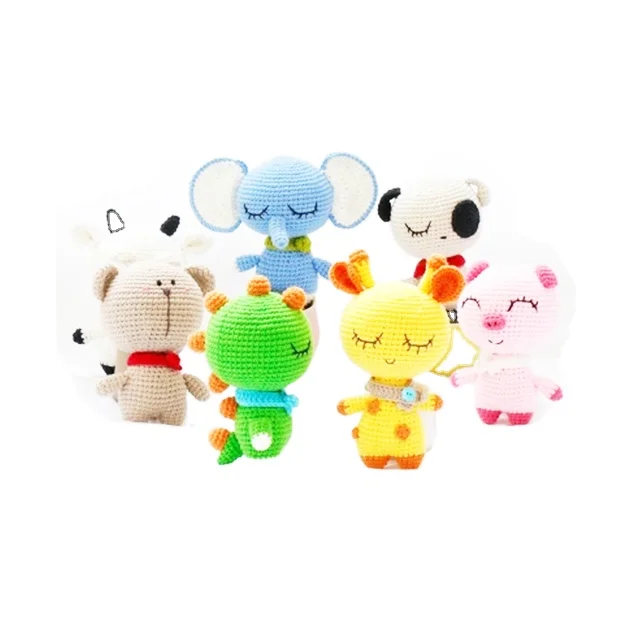 Wholesales Baby Crochet Amigurumi Stuffed Toys 100% Handmade Organic Cotton Yarn Knitted Animals Custom with Low MOQ