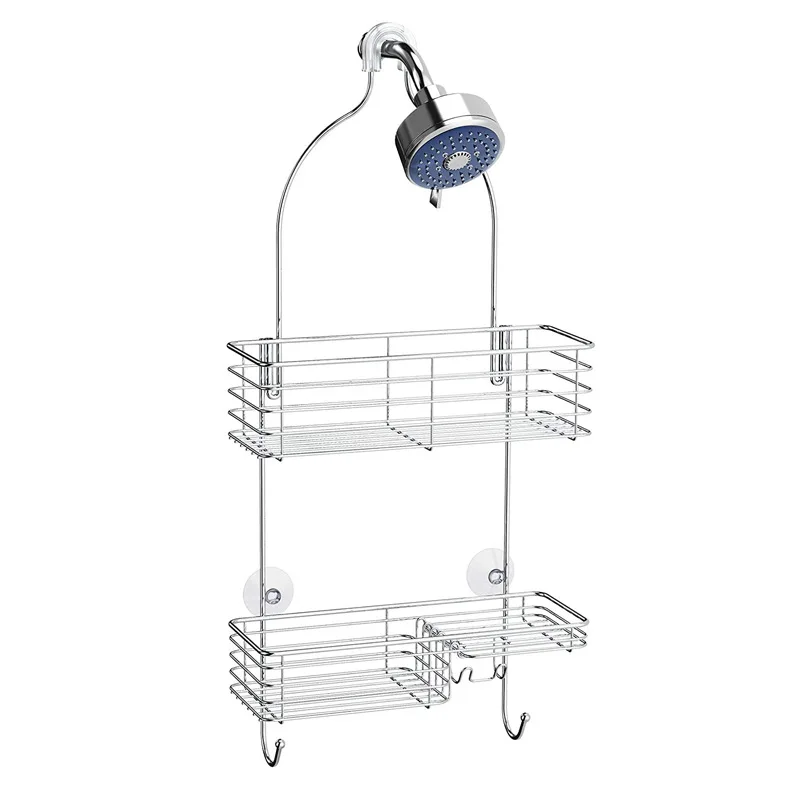 Stainless steel multifunctional shower room storage rack hanging basket wall mounted bathroom multifunctional shelf