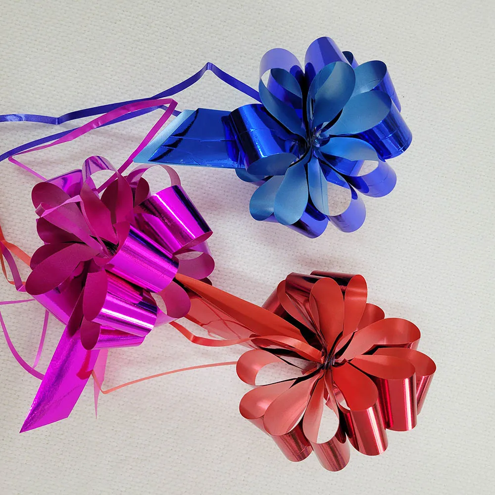 Pull flower ribbon in solid/metal/glitter color