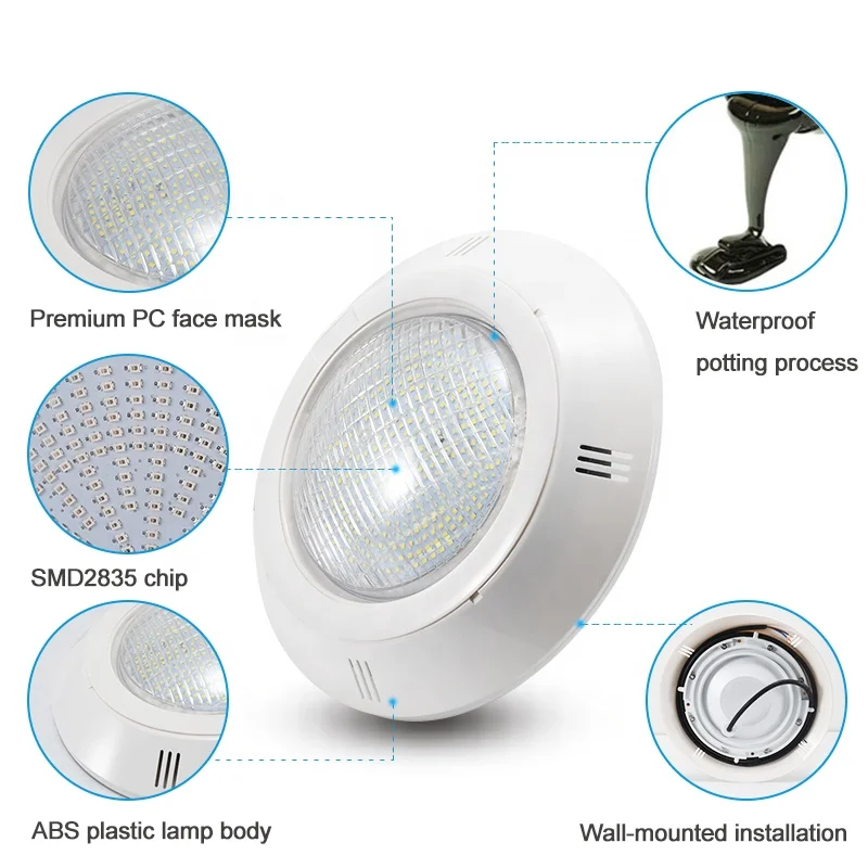 Tadpole 12W 18W 25W 35W Colorful Pool Lamp Rgb Wall Mounted Underwater Ip68 Waterproof Led Swimming Pool Light