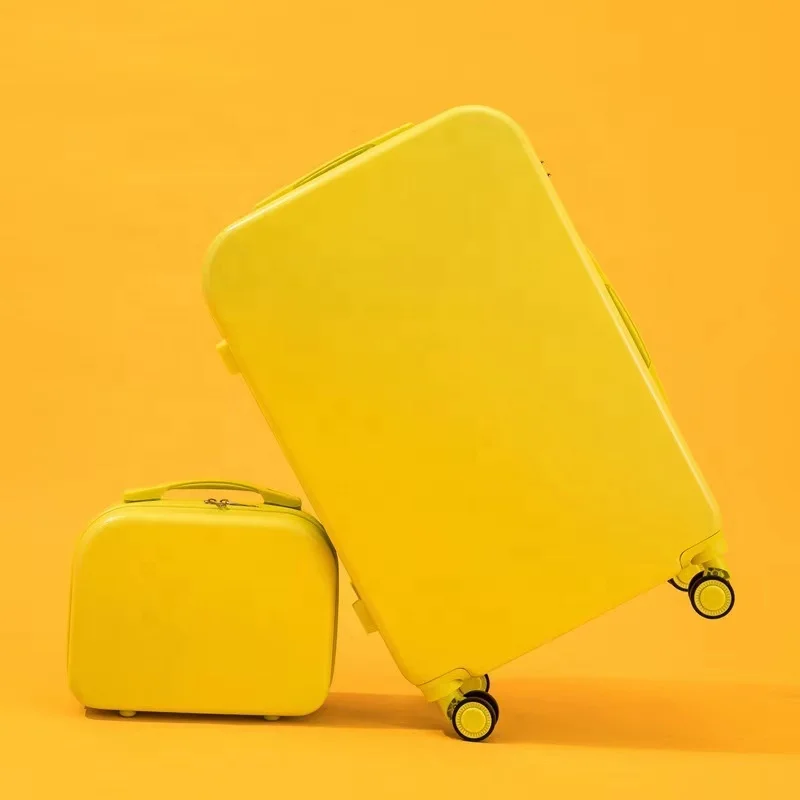 yellow rolling luggage wheeled bag travel luggage tarvel bag trolley luggage