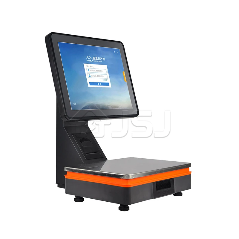 JSJ53B Windows Android 15 Inch All In One Point Of Sale Pos Terminal Systems Touch Single Screen Weighing POS Scale