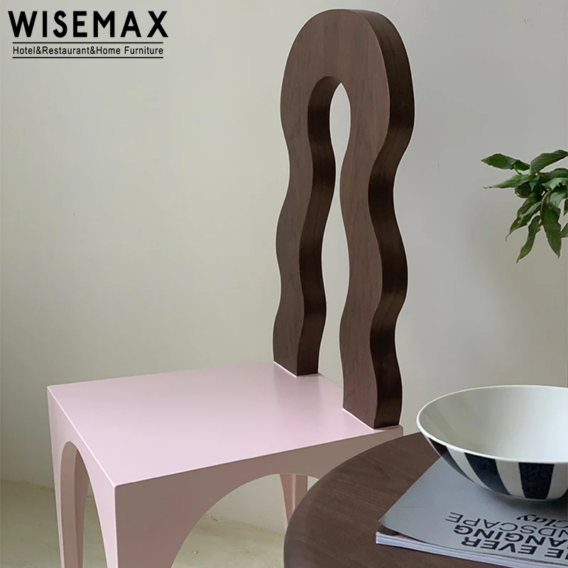 WISEMAX мебель Франция ресторанная легкая Роскошная фанерная волнистая спинка обеденный стул плоское и круглое сиденье