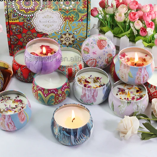 Wholesale Low MOQ Dried Flowers Multi Aromatic Soy wax Round Small  Scented Candle