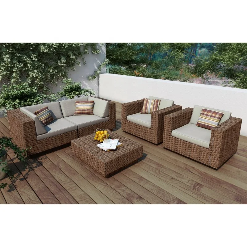 Hot sale quality patio outdoor garden wicker recliner sofa set furniture