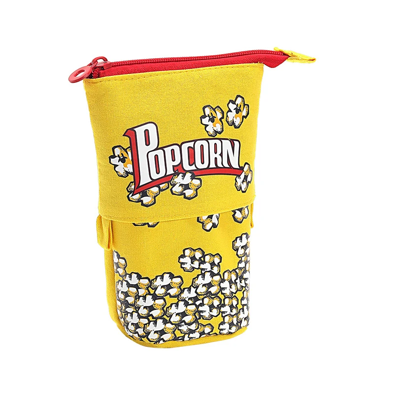 fashion stationary kids milk popcorn panda cartoon telescopic pop up pencil case stand up pencil pouch bag