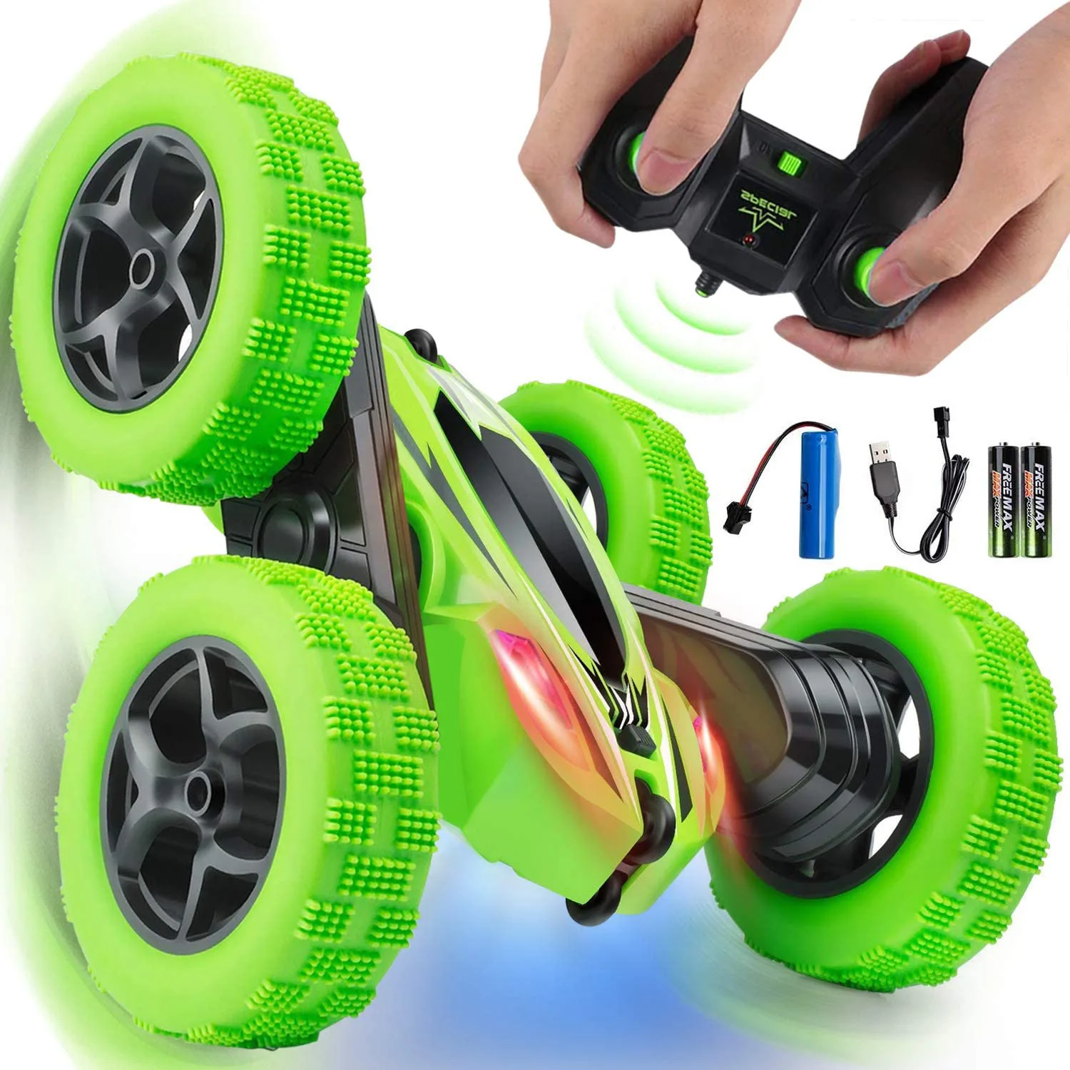 remote control car double sided 360 degrees rotating RC stunt cars toy with headlights kids xmas toy cars for boys/girls