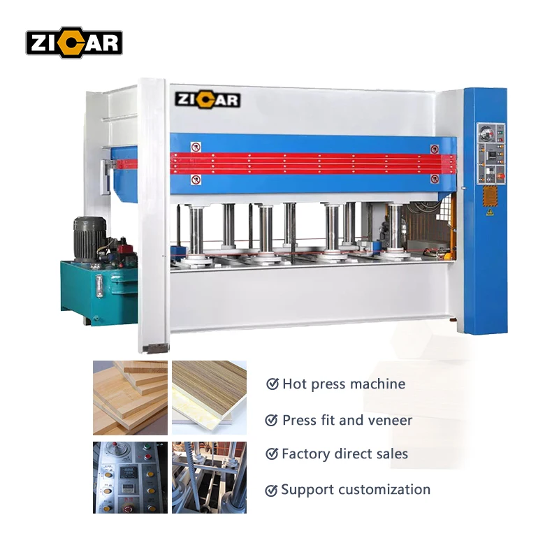 ZICAR 100T Hydraulic Furniture Plywood Wood Working Panel Laminate Hot Press Machine For Wood Door Veneer