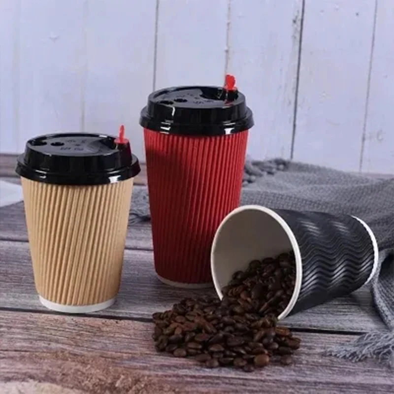 Custom wholesale single double ripple wall paper cup with logo disposable blue coffee cake tea papers cups with dome lids
