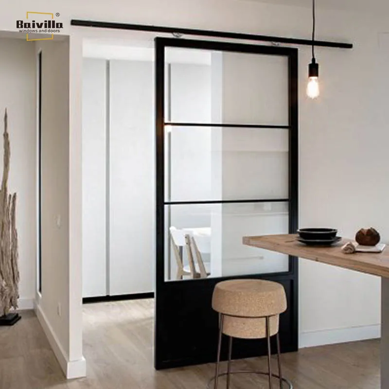 Interior House Aluminium Sliding Door Glass Sliding Barn Door