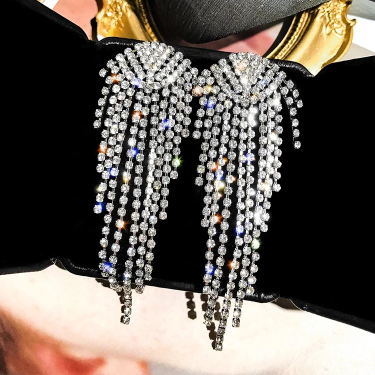 fashion trendy jewelry rhinestone big chandelier earrings