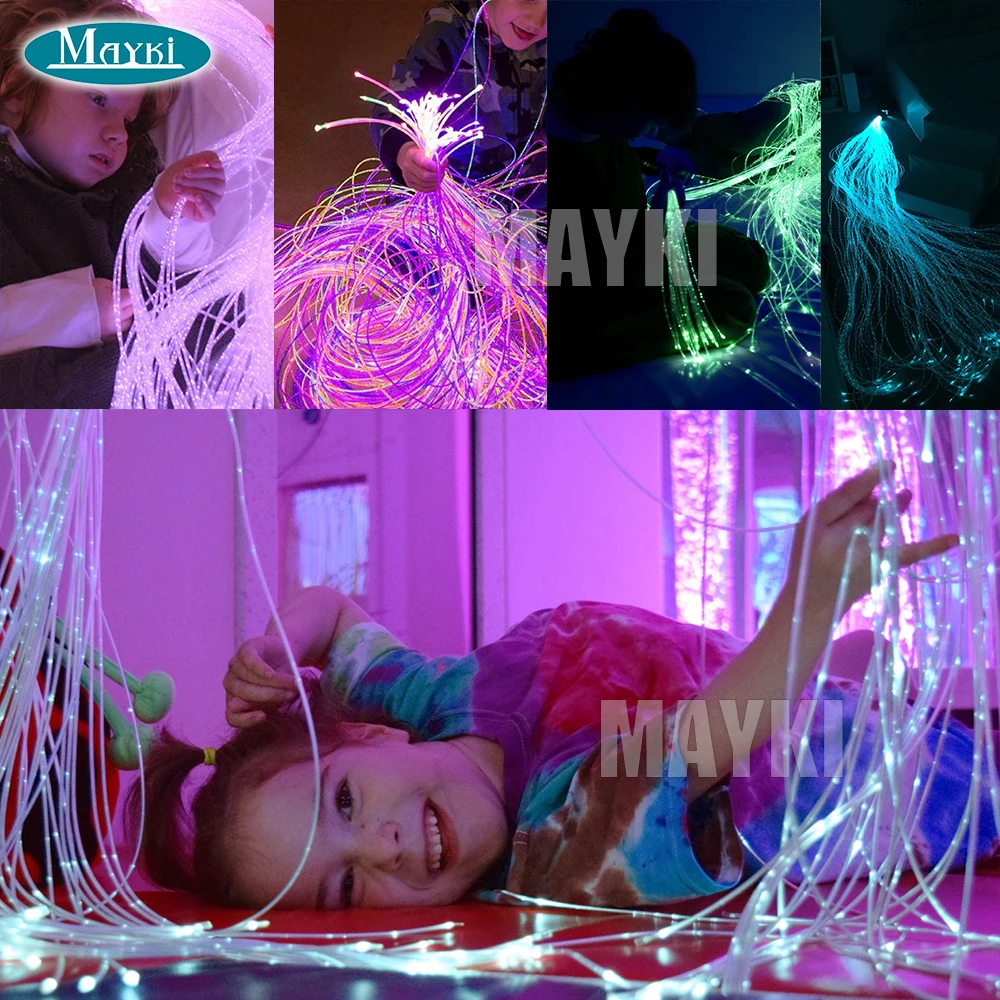Handheld Multicolor Sensory Bundle UV Sensory Optic Fiber Lighting Kits Toys for Autism Children