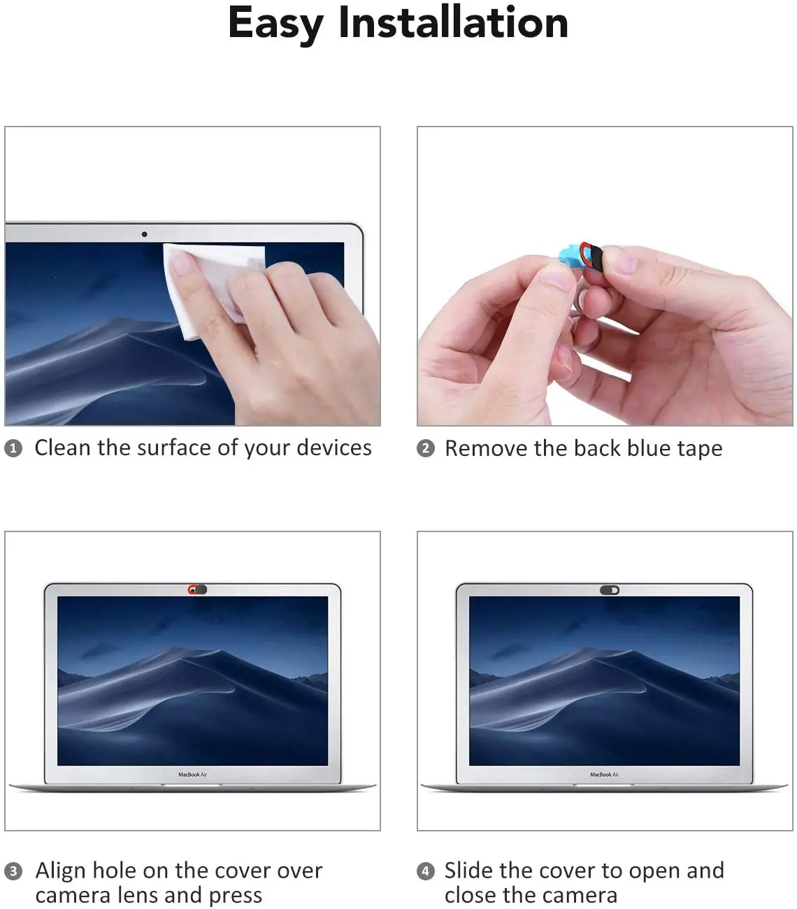 KIWI design 0.03 inch Ultra-Thin Webcam Cover Slide for Laptop,Computer,Smartphone webcam privacy protect  (4 Red+ 4 Black)