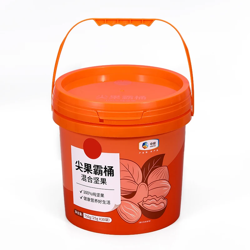 Customized IML Label Colorful Food Grade PP Plastic Beverage Chocolate Spread Food Sauces Pack Buckets with Cover Handle