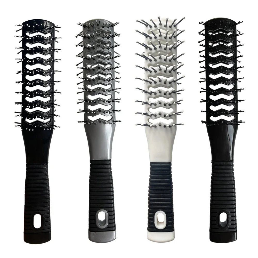 Professional plastic beauty double sided double side hair brush culing vent self cleaning self-clean hair brush wholesale