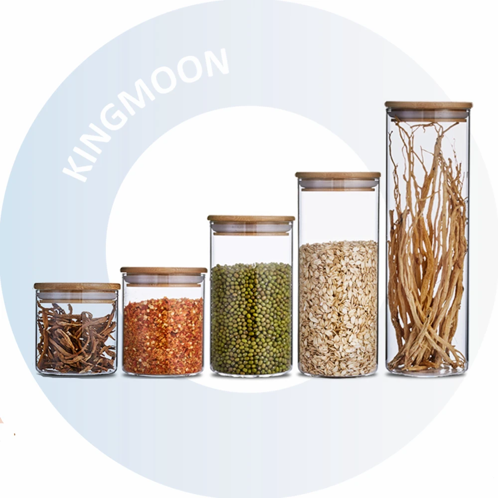 Classic Large Storage Jar Bamboo Lid High Borosilicate Multifunction Cheap Canister Storage Cereal Kitchen Grains Kitchen Use