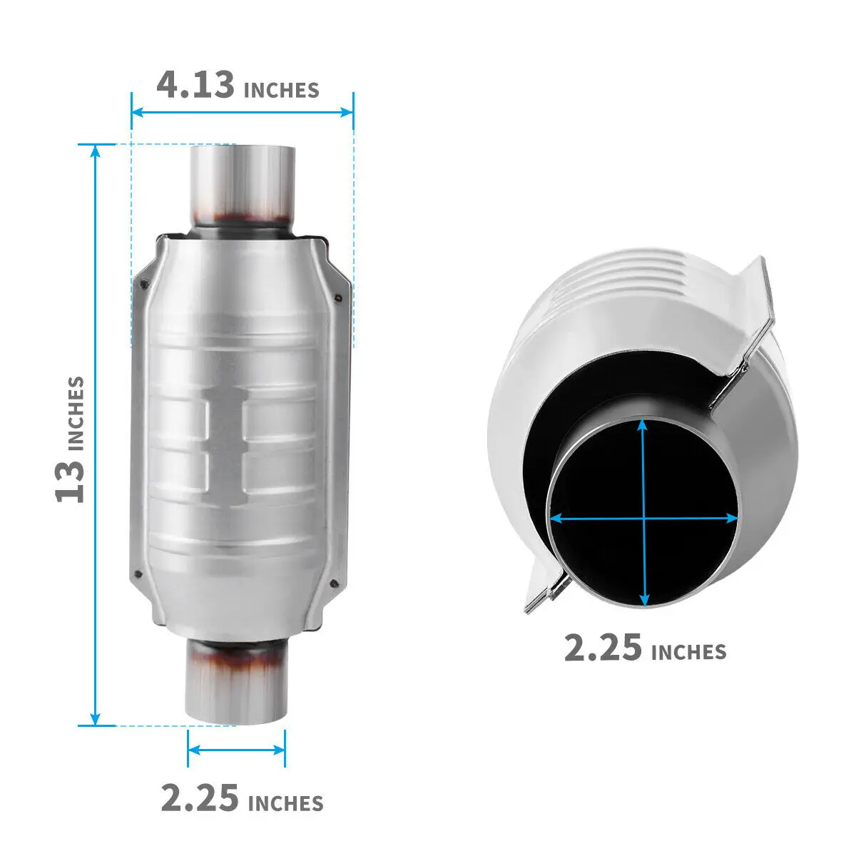 Inlet/Outlet Universal Catalytic Converter with O2 Port & Heat Shield 53004 Car Stainless Steel Catalytic Converter