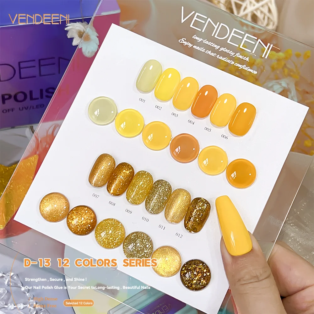 Low moq wholesale 12 color series reflective diamond gel nail polish set non toxic glitter uv gel polish art product custom logo