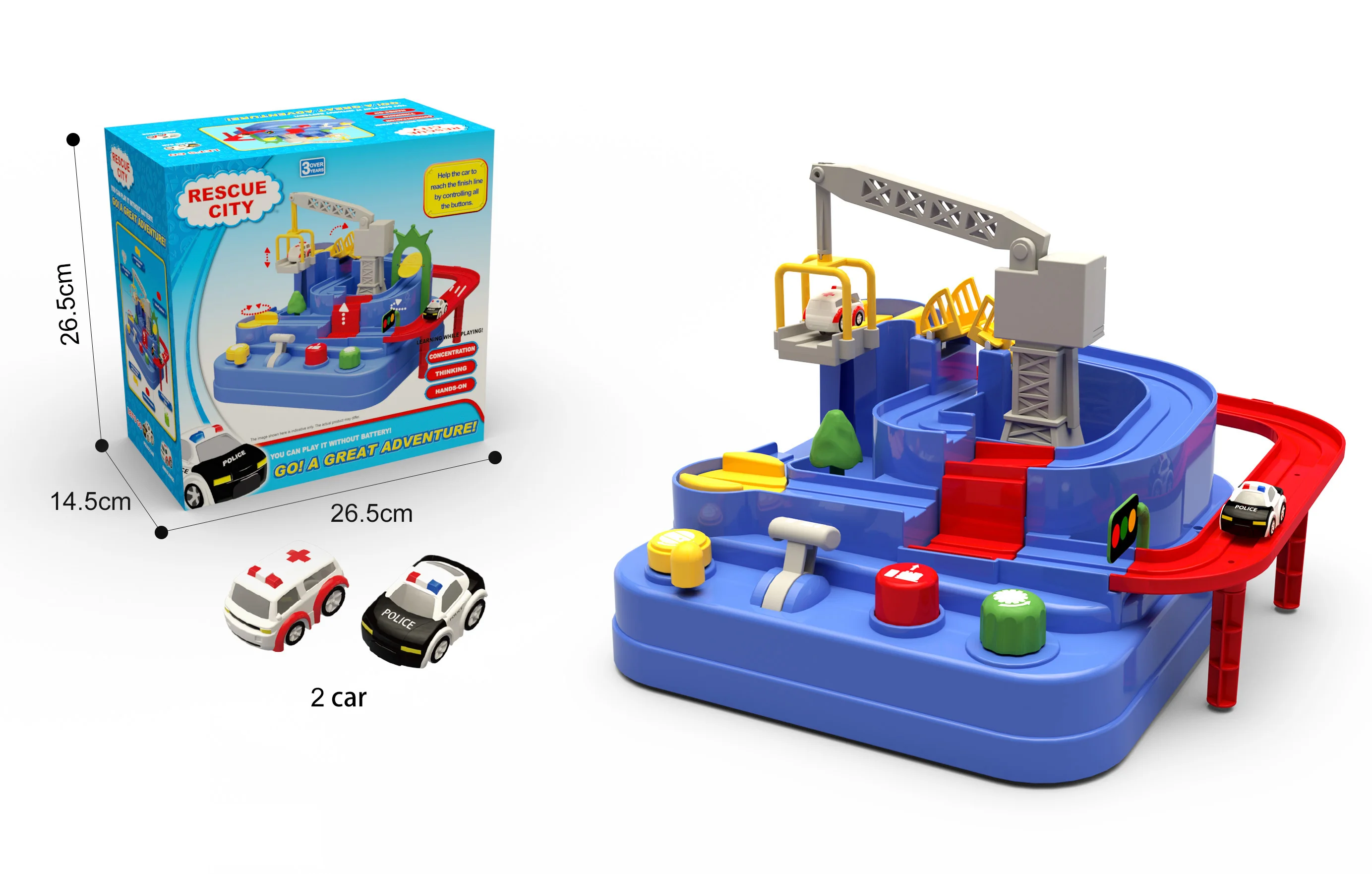 New Kids Adventure Game Rescue City Toy Friction Racing Slot Car Track