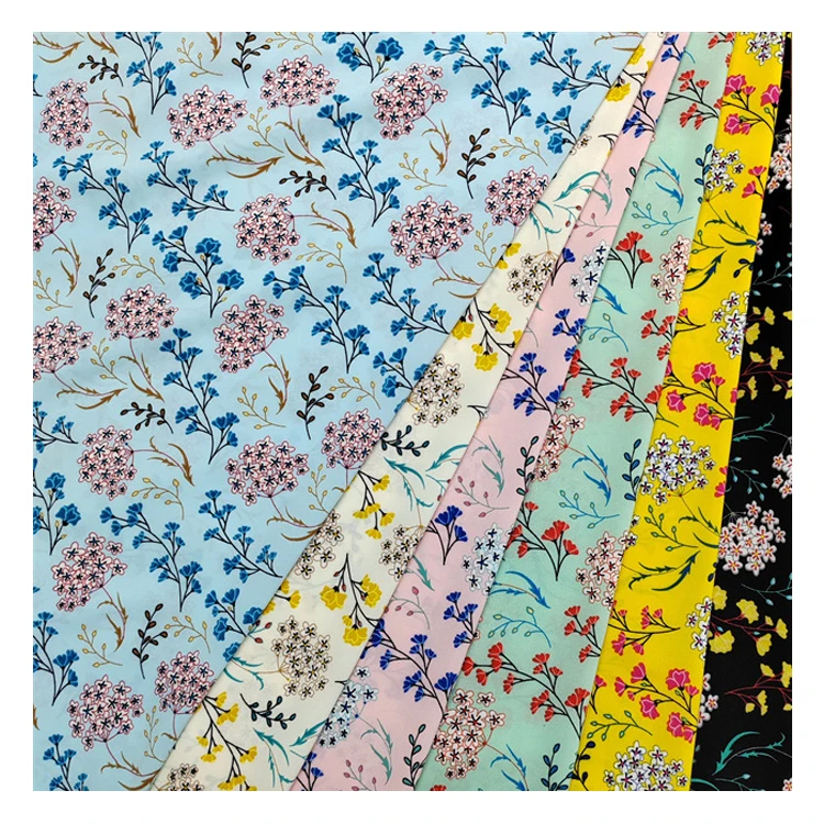 Woven Printing Fabric Manufacturers 100% Polyester Elastane Floral Fabric Digital Print For Women Clothing