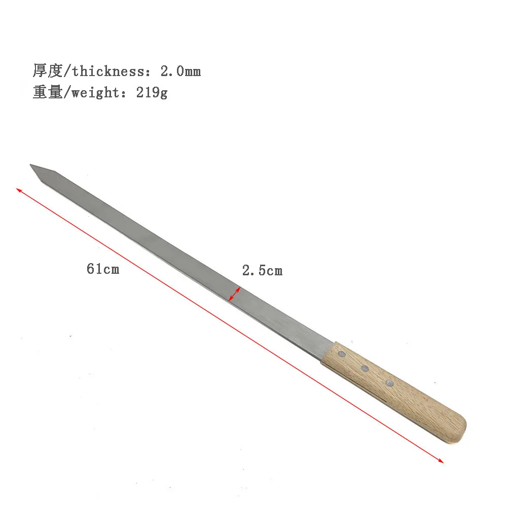 Custom Flat Metal BBQ Skewers Extra Long Stainless Steel Brazilian Shish Kabob Grilling Sticks Skewers with Wooden Handle