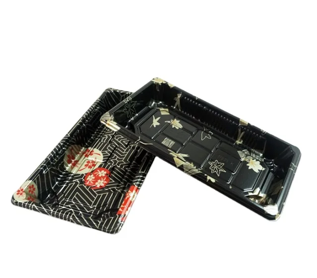 
Disposable take out plastic sushi box with clear lid 