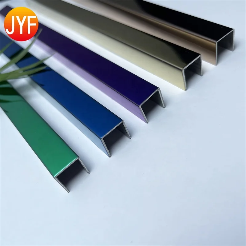 Hotel Decorative Line Color Metal Trim Strip U Shape Stainless Steel Tile Trim Copper Transition Strips