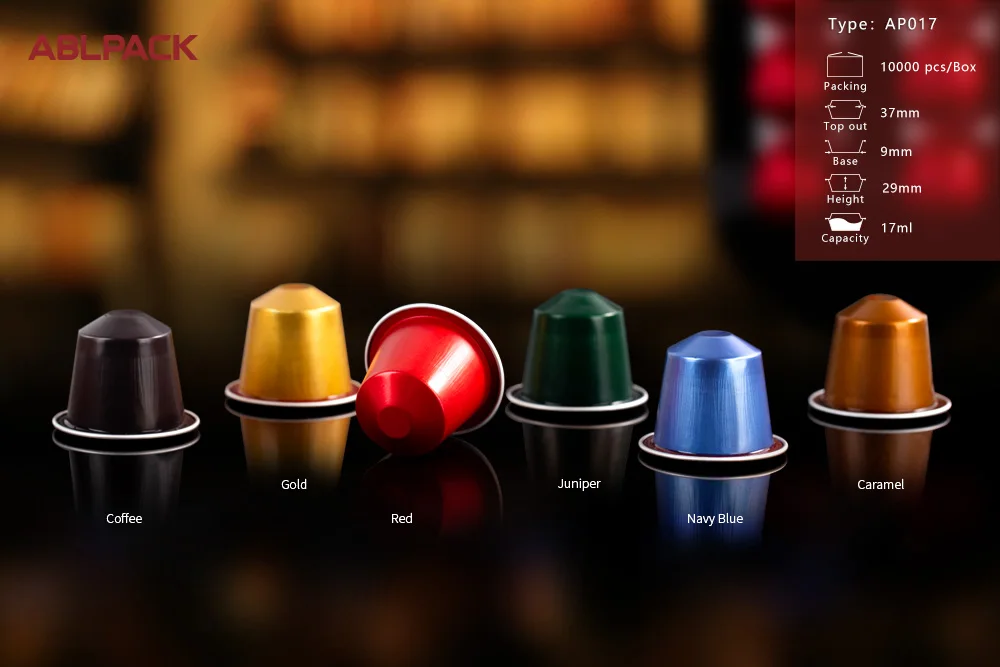 ABL PACK food grade nespresso kapseln disposable aluminum foil coffee capsule pods with alu lids