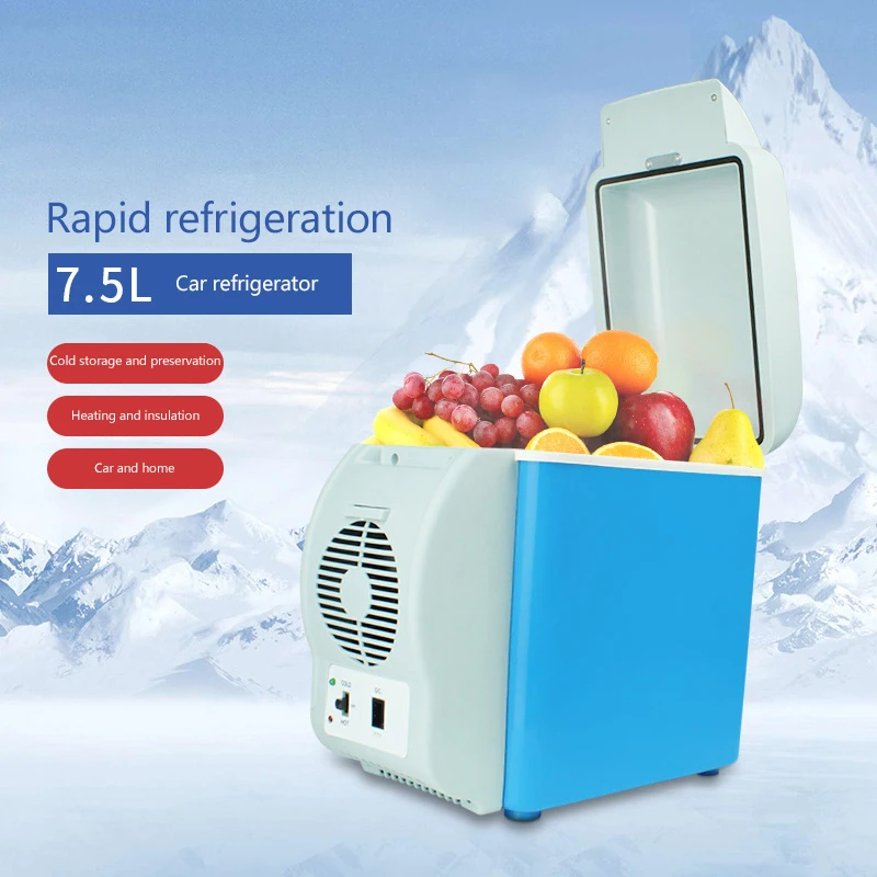Car Small Refrigerator 7.5L Mini Refrigerator Car Cooling and Heating Box Car Appliances Portable