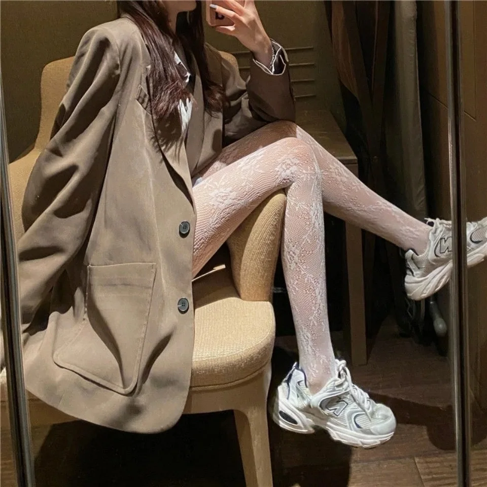 Women Sexy Mesh Hole Floral Diamond Printed Fishnet Tights Mesh Stocking See Through Pantyhose