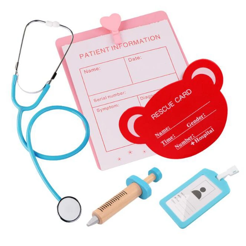 New Arrival Wooden Kids early Education pretend to Doctor Medical Kit Set