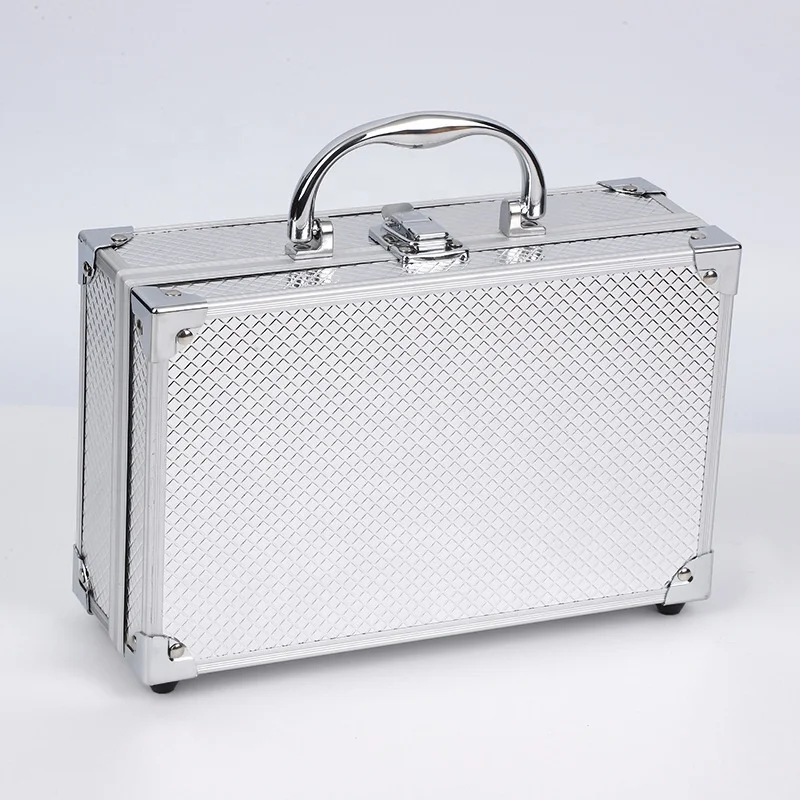 Custom Logo Black Silver Rechargeable USB Type Built-in Foam Electronic Charging Gatling-shape Laser Pointer Aluminum Briefcase