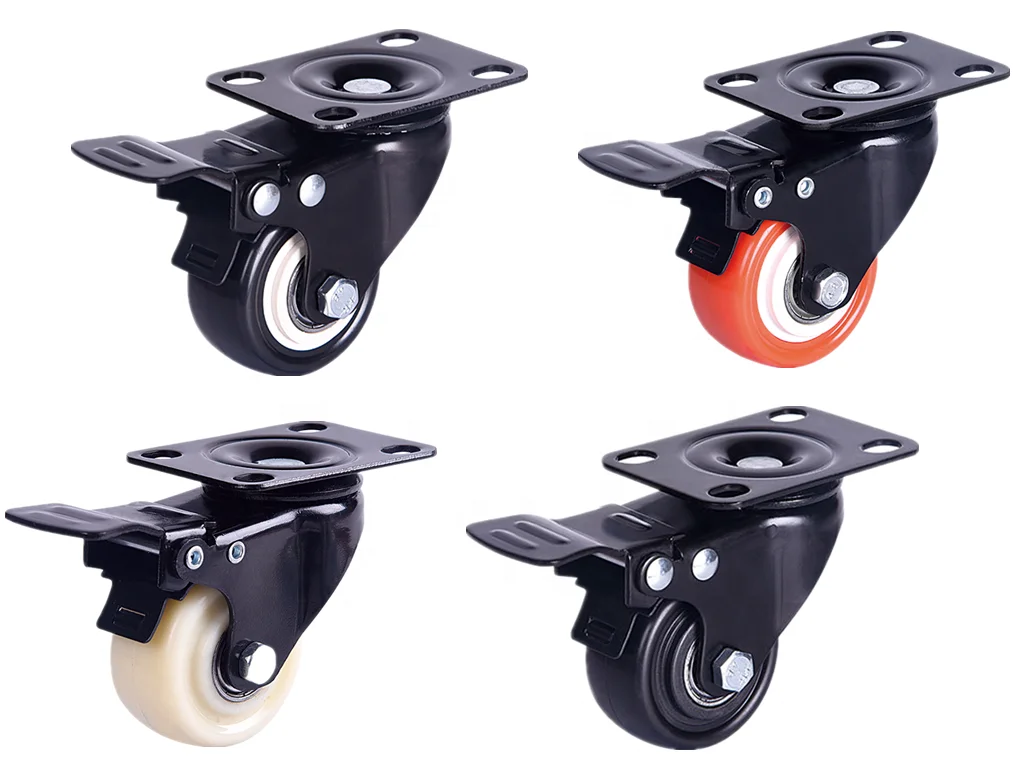 100mm PVC/PU /TPR Hot sale light duty gold drill double locking Swivel caster Wheel