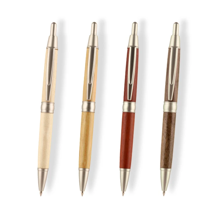 Ballpoint pen with click action mechanism Fashion vintage brass copper clip wood pen