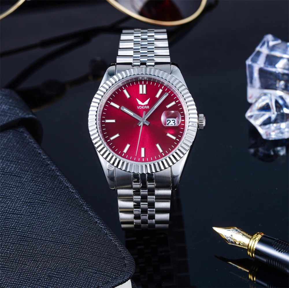 Male Luxury Gold Relojes De Calidad Foreign Trade  Steel Strip Classic Simple Dial Waterproof Men Watch