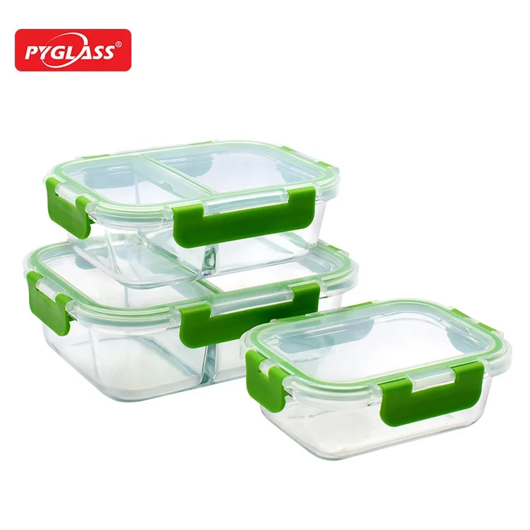 Glass food storage container set lunch box containers with locking Lid