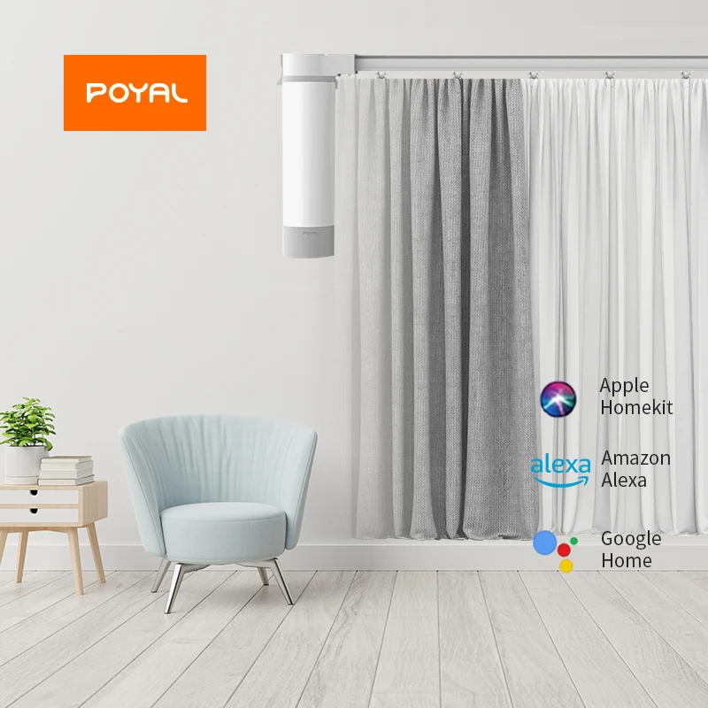 POYAL Smart Curtain Drivers for Living Room Super Silent Z Wave Electric Track Curtain Motor Motorized Rod Bot Opener Motor