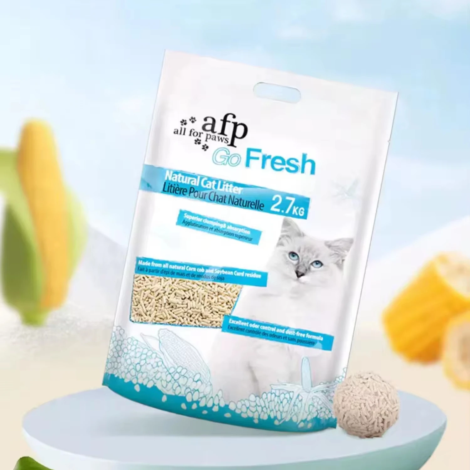 AFP Low Dust Rapid Agglomeration 3kg/6L Natural Cat Litter Excellent Odor Control Corn Starch Soybean 100% Natural Cat Litter