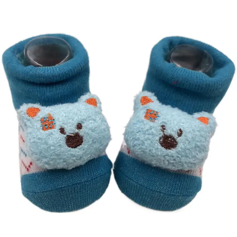 Cute Infant Baby  Printed Rattle Socks Cotton Toddler 3D Animal  Baby Socks With Toy And Rattle