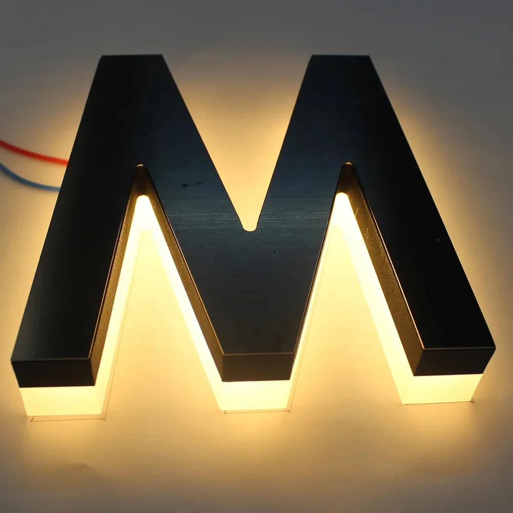 Металлические знаки на заказ наружные 3d Золотые Зеркальные из нержавеющей стали с логотипом салона светодиодные буквы подсветкой